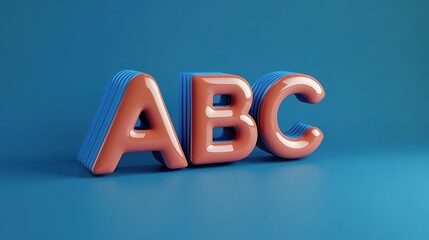 3D "ABC" lettering, featuring bold and dynamic typography with depth and texture, perfect for creative digital design, educational purposes, and modern projects requiring vibrant and eye-catching visu