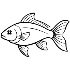 Minimalist Fish Icon Line Art Vector Illustration