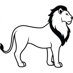 Lion Head Vector Illustration Line Art Logo Icon