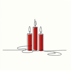  burning candle red thin lines 