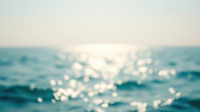Abstract Blurred Ocean Scene with Glimmering Reflections of Sunlight on Water