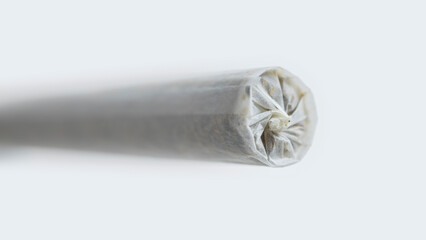 Macro detail of a Marijuana Joint preroll tip with a nice paper twist