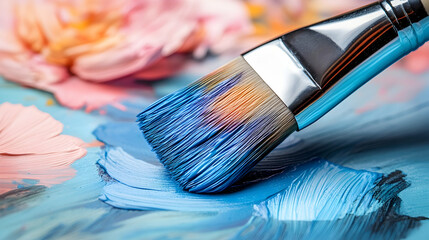 Fototapeta premium Creative painting techniques art studio tutorial colorful environment close-up viewpoint artistic expression for inspiration