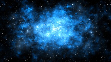 Fototapeta premium A vibrant blue cosmic cloud amidst a starry background, evoking a sense of wonder.