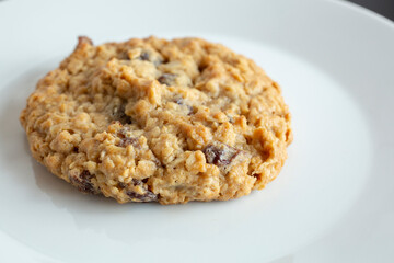 A view of an oatmeal raisin cookie.
