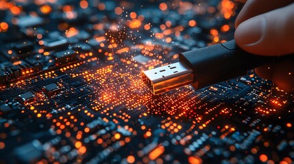 Hacker Breaching High Security Server Rapid Code Flow on Screen