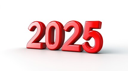 Vibrant 3D cartoon-style "2025" text, featuring bold and colorful lettering with detailed textures, rendered on a clean white background