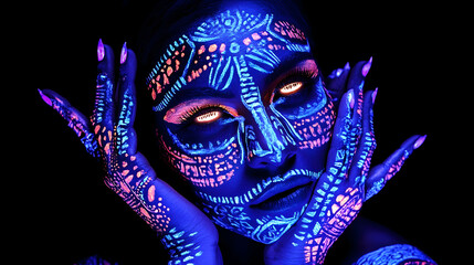 Vibrant neon body art performance urban studio visual art creative space close-up expressive culture