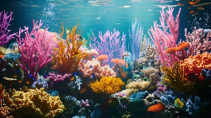 Fototapeta premium Beautiful underwater world There are sea animals and corals.