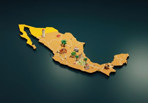 3D Model of Mexico with Landmarks