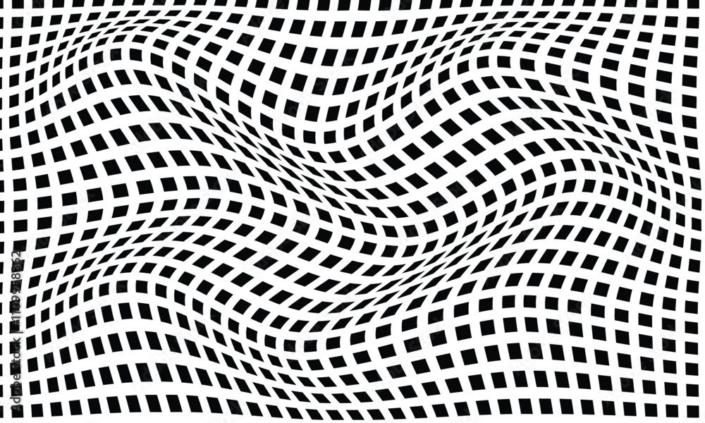 Aufkleber abstract monochrome geometric black square shape wave pattern can be used background.