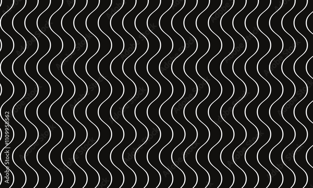 Poster abstract monochrome geometric thin wave line pattern on dark can be used background.