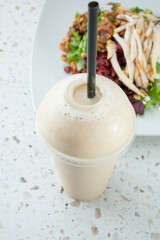 A view of a protein smoothie.