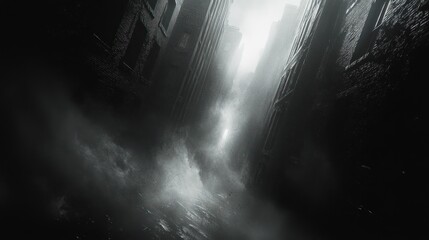 Cityscape Foggy Alleyway