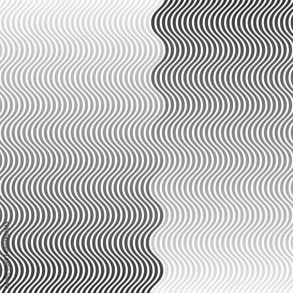 Poster abstract monochrome geometric black white gradient smooth wave line pattern can be used background.