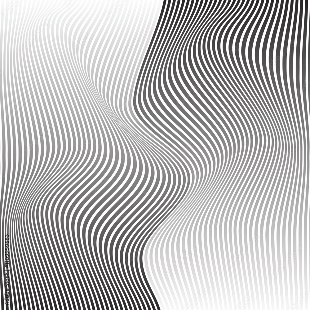Poster abstract monochrome geometric black white gradient wave line pattern vector can be used background.