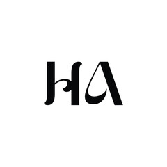 HA monogram logo design letter text name symbol monochrome logotype alphabet character simple logo