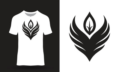white t-shart with Golden elegant logo flat design illustration.