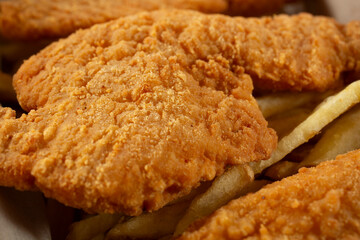 A closeup view of a chicken tenders.
