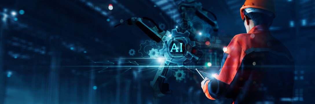 Industry 4.0, Ai technology, Professional Industry Engineer working in industrial manufacturing factory control Ai smart, Machine learning of new era to adapt implement to support it effectively.