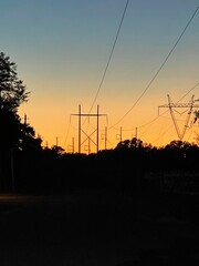 power lines at sunset