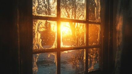 Sunset Through a Frosted Window Pane