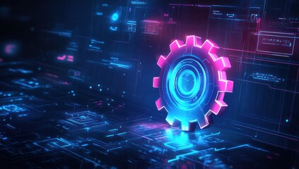 Fototapeta premium Futuristic Gear in a Cyberspace Setting