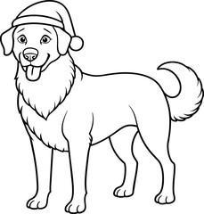 Loyal akbash Dog Vector Design Adorable doodle line style Illustration 