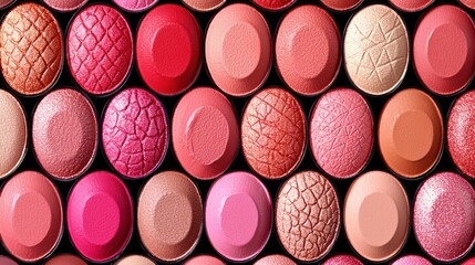 Close-up of urban beauty store vibrant lipstick colors and makeup trends showcase