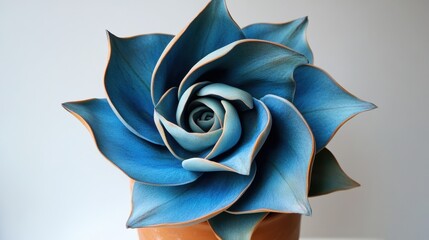 Fototapeta premium Beautiful Blue Succulent Plant with Elegant Petals in Pot