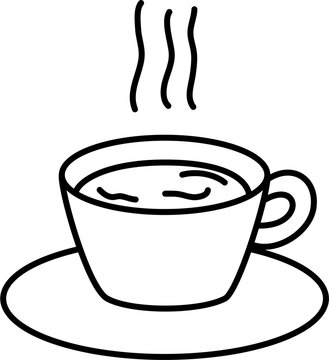 steaming white coffee cup on saucer clip art preview