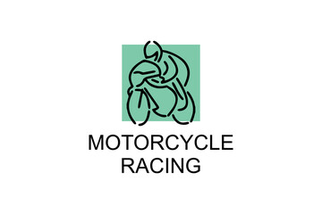 motorcycle racing sport vector line icon. motorcyclists speeding around the circuit. sport pictogram illustration.