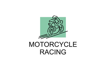 motorcycle racing sport vector line icon. motorcyclists speeding around the circuit. sport pictogram illustration.