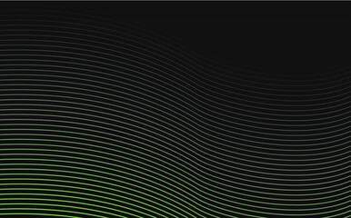 Obraz premium green halftone abstract wave with dark background. Abstract green dots background with waves for banner. Medium banner size. background illustration with lines.