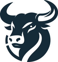 Bull head silhouette logo in flat style