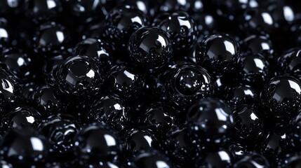 Close-up of a Cluster of Shiny Black Spheres