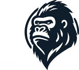 gorilla head silhouette logo in flat style
