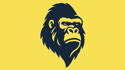 gorilla head silhouette logo in flat style