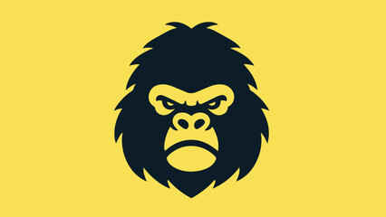 gorilla head silhouette logo in flat style