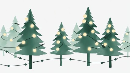 Fototapeta premium Decorative Christmas trees with lights for festive celebrations.