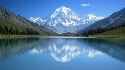 A Mountain Peak Reflected in a Still Lake