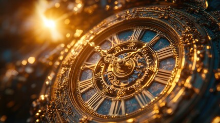 Fototapeta premium Timeless Elegance: A Golden Clock Face