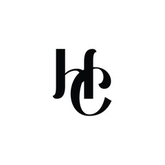 HC monogram logo design letter text name symbol monochrome logotype alphabet character simple logo