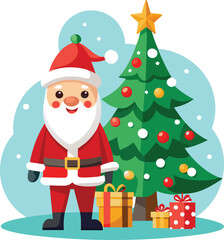 Christmas Tree and Santa Claus Vector Design