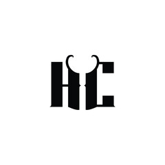 HC monogram logo design letter text name symbol monochrome logotype alphabet character simple logo