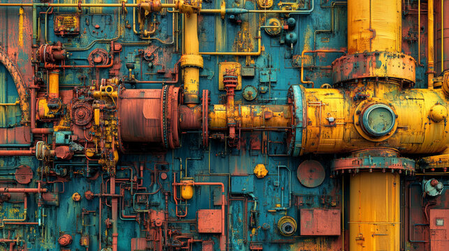 Industrial Machinery: Rust, Pipes, and Gears 3D Render