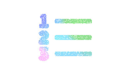 Icon list ol is made up of LED square shapes. There are bright diodes and there are black dead diodes