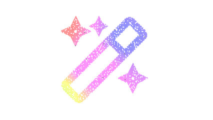 Icon magic is made up of LED square shapes. There are bright diodes and there are black dead diodes