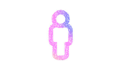 Icon male is made up of LED square shapes. There are bright diodes and there are black dead diodes