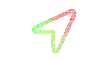 Icon location arrow is made up of LED square shapes. There are bright diodes and there are black dead diodes